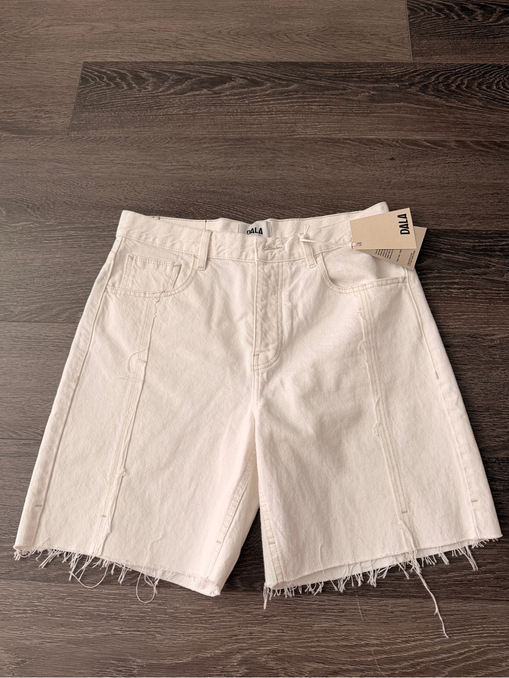 White Denim Frayed Hem Jean Shorts